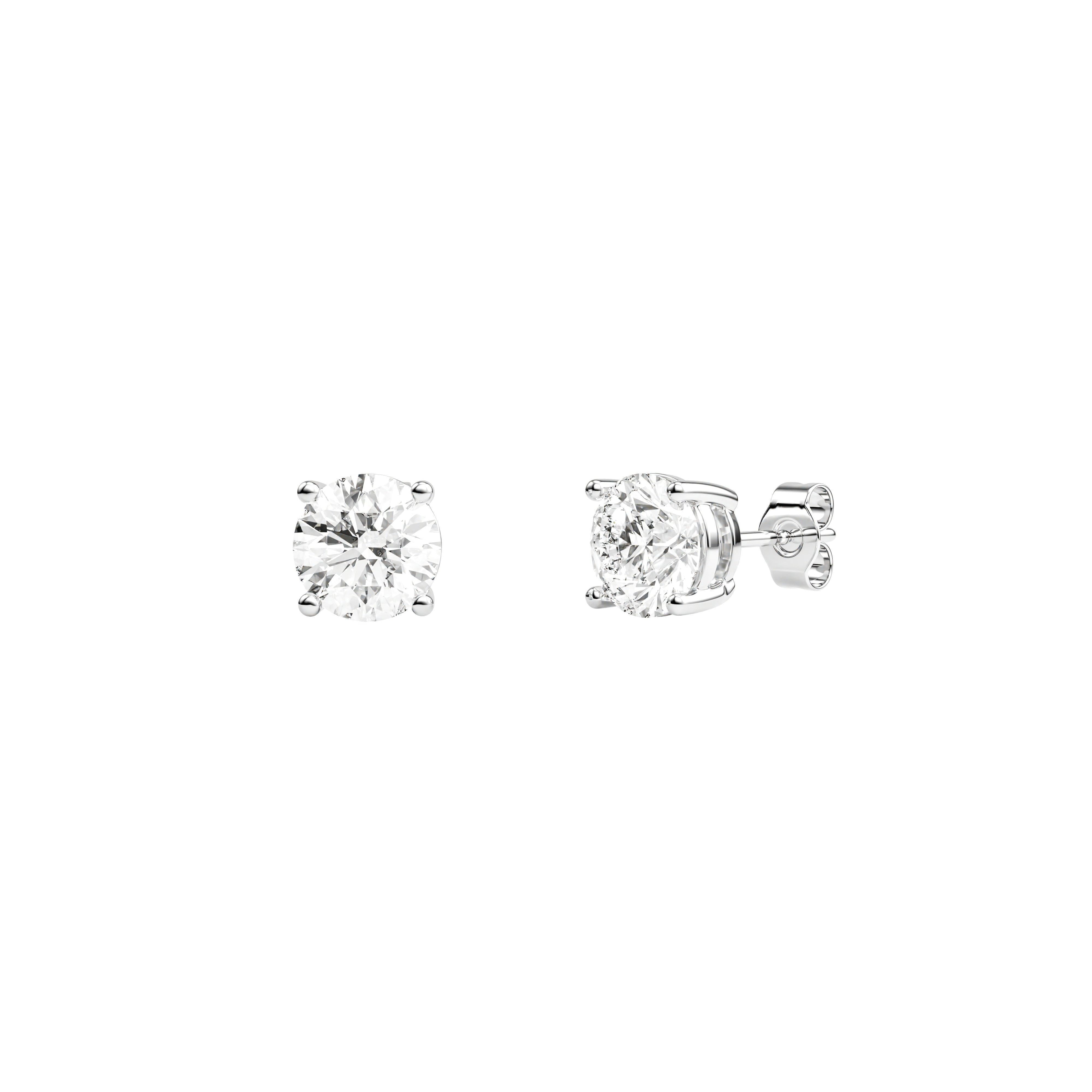 14k White Gold — Timeless Round Brilliant Stud Earrings